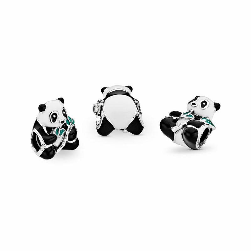 Pandora Sweet Panda Charm Ireland - Sterling Silver/Mixed-Enamel/Black - 918034BGI